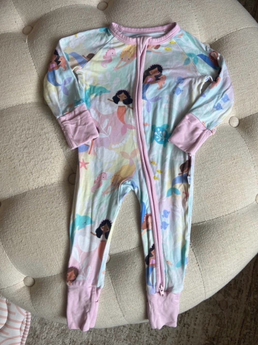 Little Sleepies Mystic Mermaids Zippy Bamboo Convertible Sleeper 0-3 months